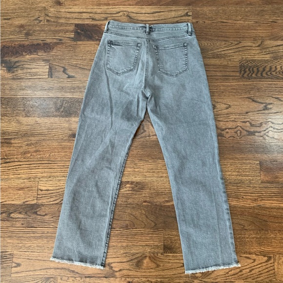 Loft Black Wash Distressed Raw Hem Straight Jean - Picture 4 of 7